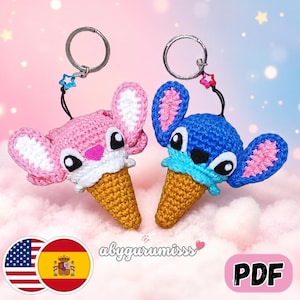 Alien Ice Cream Keychain Crochet Pattern PDF, Easy Kawaii Amigurumi Keychain