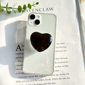 Transparent Heart Shaped Phone Grip, Solid Color Translucent Resin Bracket, iPhone Samsung Folding Rotating Mobile Phone Bracket image 10