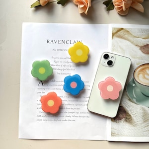 Cartoon Flower Phone Grip, Solid Color Simple Folding Mobile Phone Stand, iPhone Mobile Phone Accessories image 3