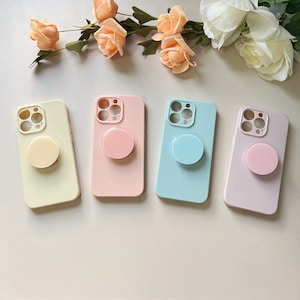 Simple Solid Color for iPhone 15 14 13 12 11 Pro Max Case, With Solid Color Mobile Phone Grip, Mobile Phone Accessories