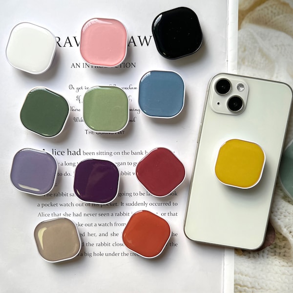 Simple Solid Color Mobile Phone Grip, Square Folding Rotating Resin Stand, iPhone Mobile Phone Holder, Mobile Phone Accessories