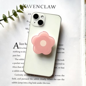 Cartoon Flower Phone Grip, Solid Color Simple Folding Mobile Phone Stand, iPhone Mobile Phone Accessories pink