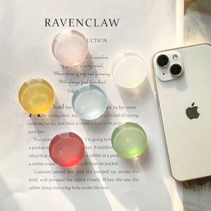 Transparent Round Mobile Phone Grip, Solid Color Translucent Resin Bracket, iPhone Samsung Folding Rotating Mobile Phone Bracket