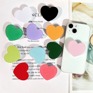 Simple Solid Color Mobile Phone Grip, Acrylic Heart-Shaped Stand, Transparent Resin Folding Elastic Base, iPhone Mobile Phone Grip