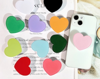 Simple Solid Color Mobile Phone Grip, Acrylic Heart-Shaped Stand, Transparent Resin Folding Elastic Base, iPhone Mobile Phone Grip