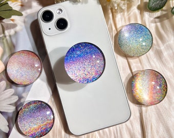 Round Mobile Phone Grip, Galaxy Design, Transparent Resin Folding Elastic Stand, For You Who Love the Universe