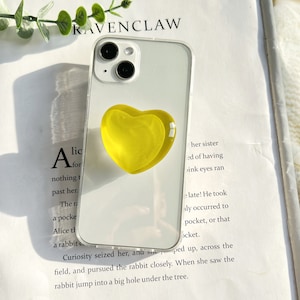 Transparent Heart Shaped Phone Grip, Solid Color Translucent Resin Bracket, iPhone Samsung Folding Rotating Mobile Phone Bracket image 8