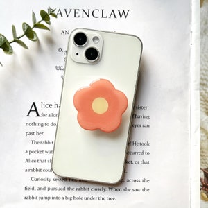 Cartoon Flower Phone Grip, Solid Color Simple Folding Mobile Phone Stand, iPhone Mobile Phone Accessories orange