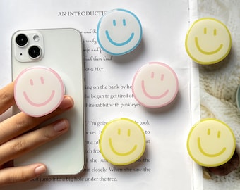 Smiley Face Phone Grip, Folding Swivel Acrylic Stand, iPhone Samsung Phone Holder, Smile Face Life