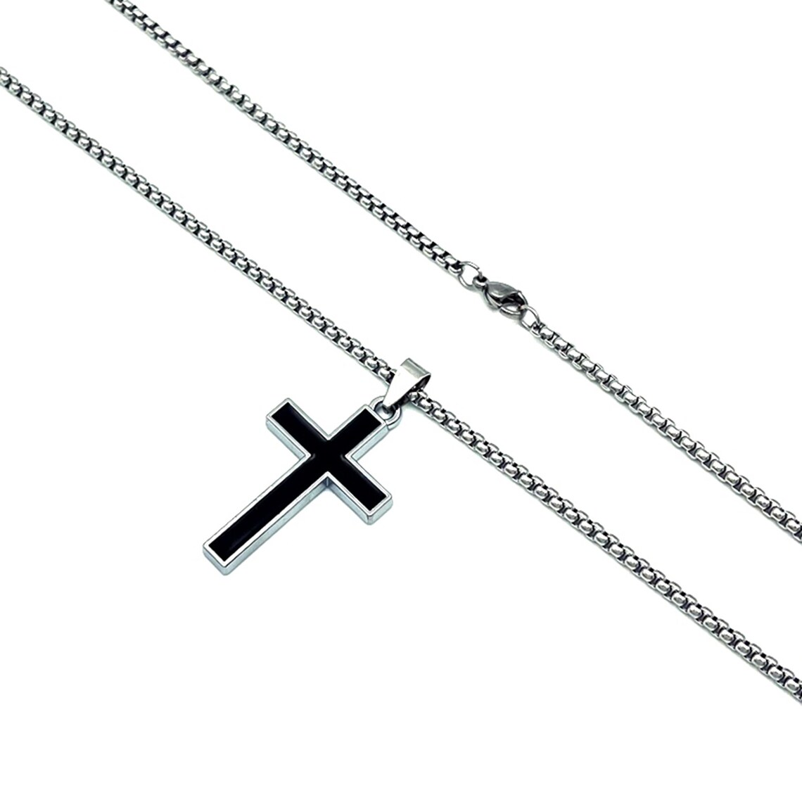 Men's Cross Necklace Black Titanium Steel Keel Necklace Etsy