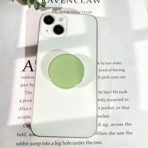 Simple Solid Color Mobile Phone Grip, Transparent Resin Round Bracket, Folding Elastic Base, iPhone Mobile Phone Grip, Desktop Stand image 5