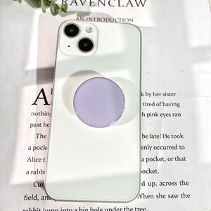 Simple Solid Color Mobile Phone Grip, Transparent Resin Round Bracket, Folding Elastic Base, iPhone Mobile Phone Grip, Desktop Stand image 4