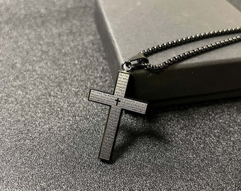 Men's Cross Necklace, Silver, Gold, Black Titanium Steel Keel Necklace, Personality Jewelry, Christian Catholic, Birthday Gift, W-082