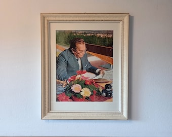 Vintage Framed poster of Josip Broz TITO original from 70s, Wall Hanging, Vintage Framed Art, Yugoslavia