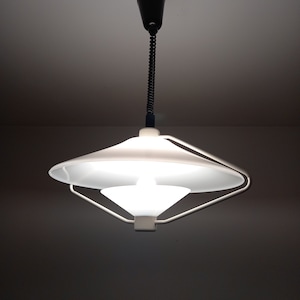 Very Rare Vintage UFO Meblo Guzzini White Ceiling Light named ( LOK2 ) made in Yugoslavia, Pendant Lamp, MCM, vintage lamp, Yugoslavia