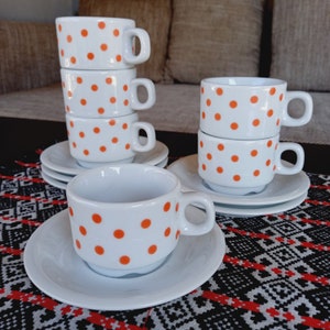 Set of 6 Vintage Espresso Cup made by Jugokeramika, Yugoslavia, Vintage Coffee Tea Cup, Ceramic Cup, Coffee Mug, Socialist Porcelain