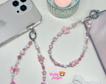 Pink Handmade Beaded Phone Charm/Bag Accessory