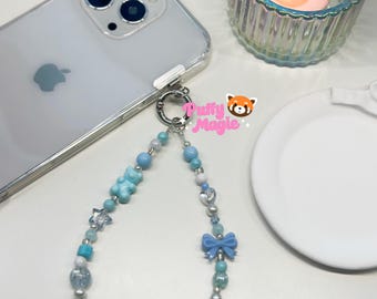 Blue Handmade Beaded Phone Charm/Bag Accessory