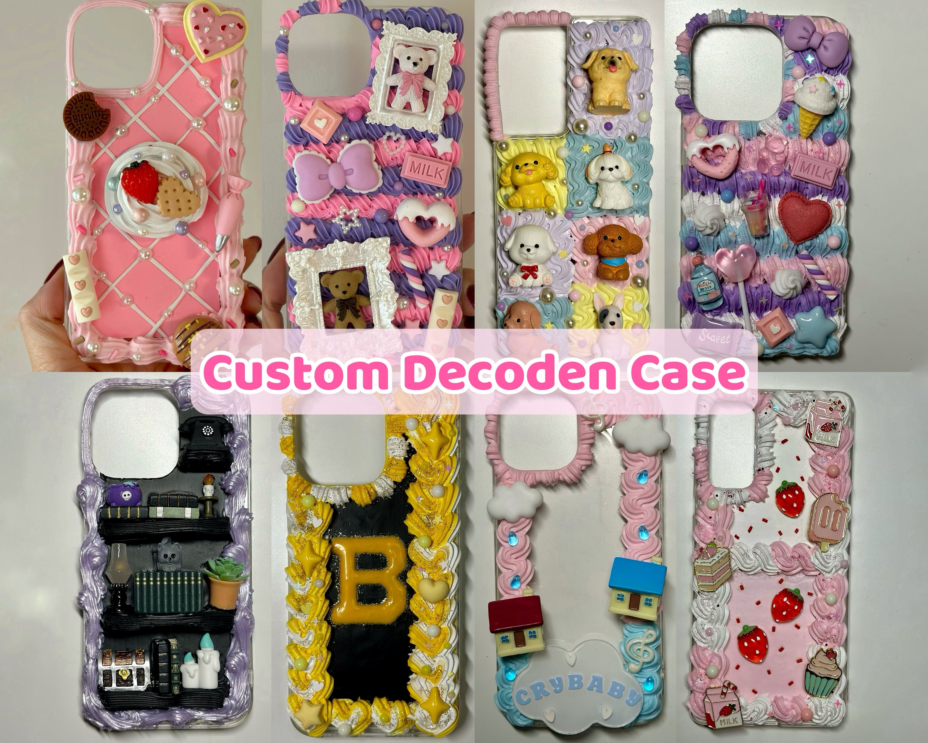 DIY Decoden Phone Case Kit With Beaded Chain, DIY Cream Glue Kit