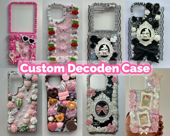 Custom Decoden Phone Case - Customized Handmade Decoden Case for iPhone & Samsung - Personalized Whipped Cream Phone Case