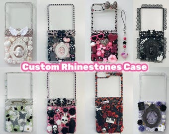 Custom Rhinestone Flip & Fold Phone Case - Decoden Junk Style Bling Case