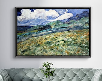 Landscape from Saint-Remy by Vincent Van Gogh Stretched Canvas, Floater Frame for Canvas Poster Wall Art Decor Print,Van Gogh Home Art Decor