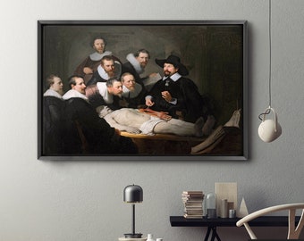 De Anatomische Les Van Dr. Nicolaes Tulp by Rembrandt Canvas Wall Art Print, Floater Framed High Quality Canvas and Canvas Rolled Printing