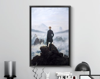 Wanderer above the Sea of Fog by Caspar David Friedrich Canvas Wall Art Print, Floater Framed High Quality Canvas and Canvas Rolled Printing