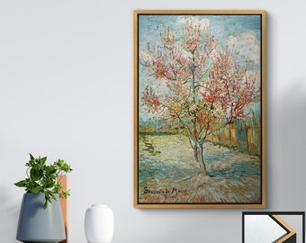 Pink Peach Tree by Vincent Van Gogh Canvas Wall Art Print, Floater Framed High Quality Van Gogh Pink Peach Tree Canvas - Roll Canvas Prints