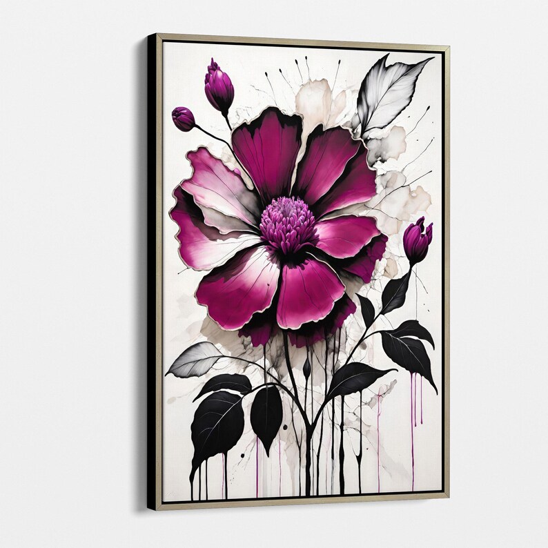 Vibrant Pink Flower Art Print - Bold Modern Botanical Canvas Wall Art ...