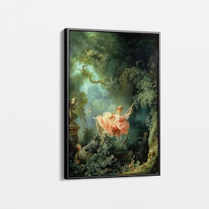 The Swing by Jean Honore Fragonard Canvas Print, Romantic Rococo Art, Fine Art Reproduction for Home Decor, Elegant Wall Art for Living Room
