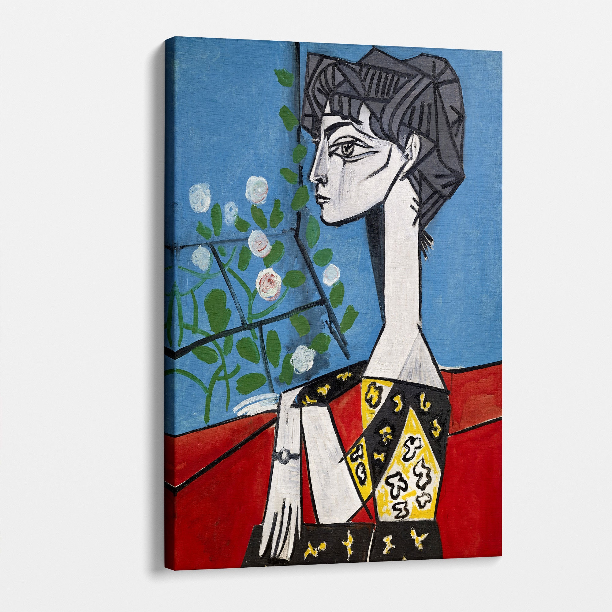 Jacqueline With Flowers by Picasso Canvas Art for Home & Office