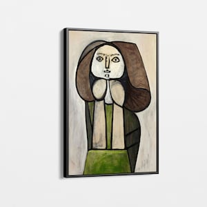 Portrait de Femme a la Robe Verte von Pablo Picasso - Extra Große Wandkunst, Moderne gerahmte Kunstdruck für Wohnzimmer, Picasso Wohnkultur