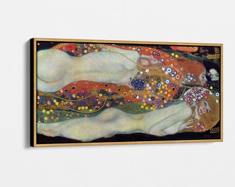 Water Serpents by Gustav Klimt Canvas Wall Art Print, Reproduction Gustav Klimt Wall Art Decor, Water Serpents Framed Fine Art Print