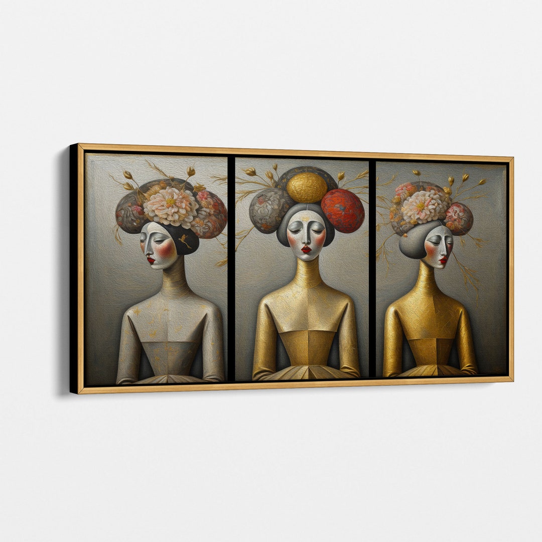 Woman In Blue Hat Canvas Wall Art – Contemporary Portrait For Living Room, Bedroom, Or Office Decor (Made In USA)