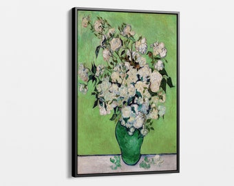 Vincent Van Gogh Roses Canvas Wall Art Print, Famous Floral Painting Reproduction, Vintage Botanical Home Decor, Gift for Art Lovers