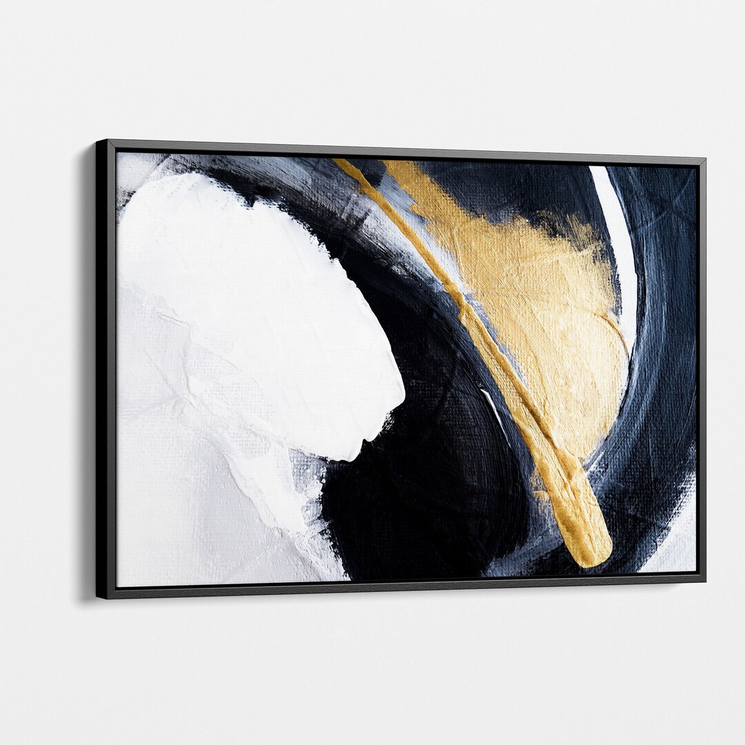 Modern Black and Gold Abstract Canvas - Elegant Wall Art for Home Decor ...