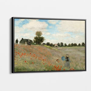 Poppy Field by Claude Monet Canvas Print Wall Art for Art Lovers, Landscape Painting, Housewarming Gift, Living Room Wall Art