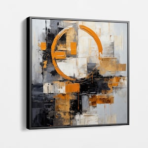 Modern Urban Sunrise Canvas Print Wall Art, Orange and Grey Office Decor, Unique Housewarming Gift Idea, Stylish Housewarming Gift