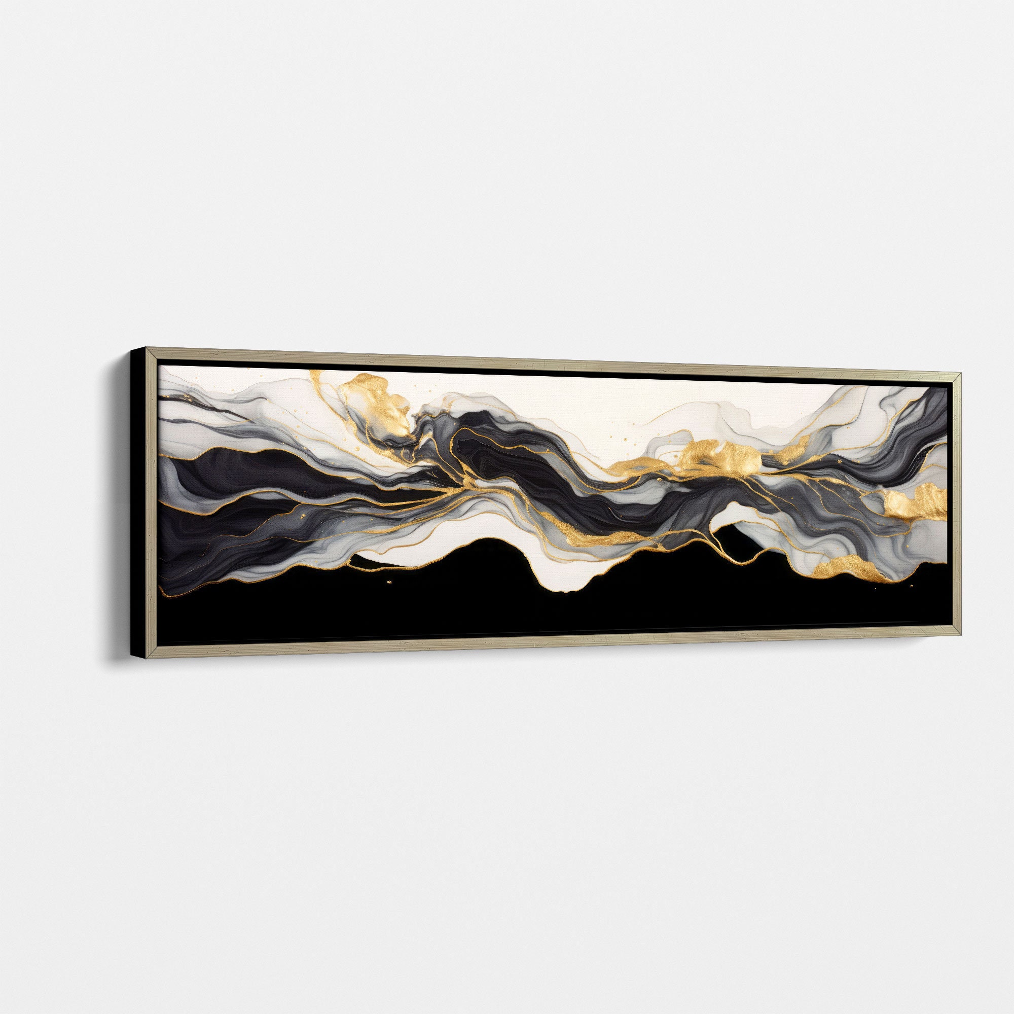 Elegant Black and Gold Abstract Canvas - Extra Large Wall Art, Modern ...