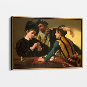 Caravaggio The Cardsharps Art Print on Canvas, Baroque Wall Art, Famous Painting Reproduction, Classic Home Decor, Caravaggio Gift
