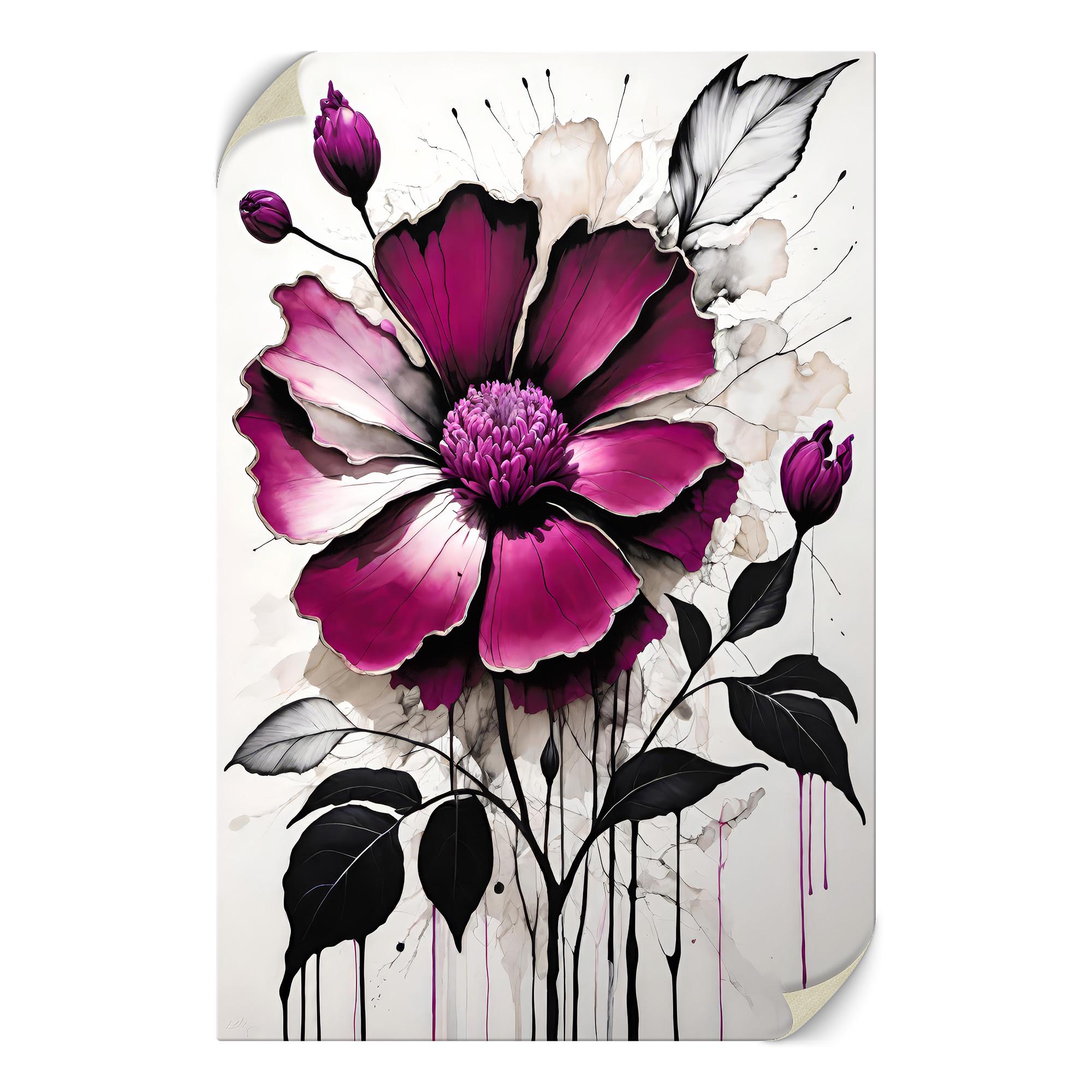 Vibrant Pink Flower Art Print - Bold Modern Botanical Canvas Wall Art ...