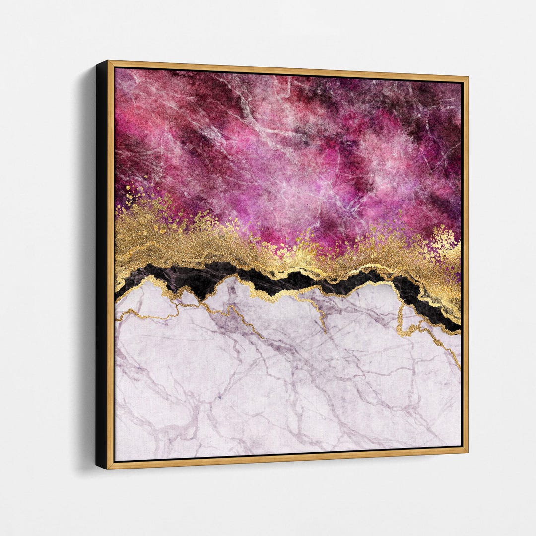 Luxury Abstract Pink and Gold Canvas Wall Art, Elegant Marble Texture ...