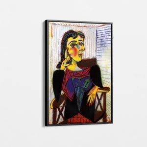 Vibrant Picasso Inspired Portrait Canvas - Extra Large Wall Art, Modern Framed Art Print for Living Room, Unique Home Decor, Picasso Art