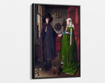 The Arnolfini Wedding by Jan van Eyck Canvas Wall Art Print, Renaissance Painting Reproduction, Classic Art Decor, Timeless Home Decoration