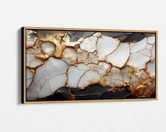 Stunning Abstract Resin Art Painting with Gold Leaf Accents, Modern Wall Art, Large Canvas for Living Room Decor, Unique Handmade Home Decor