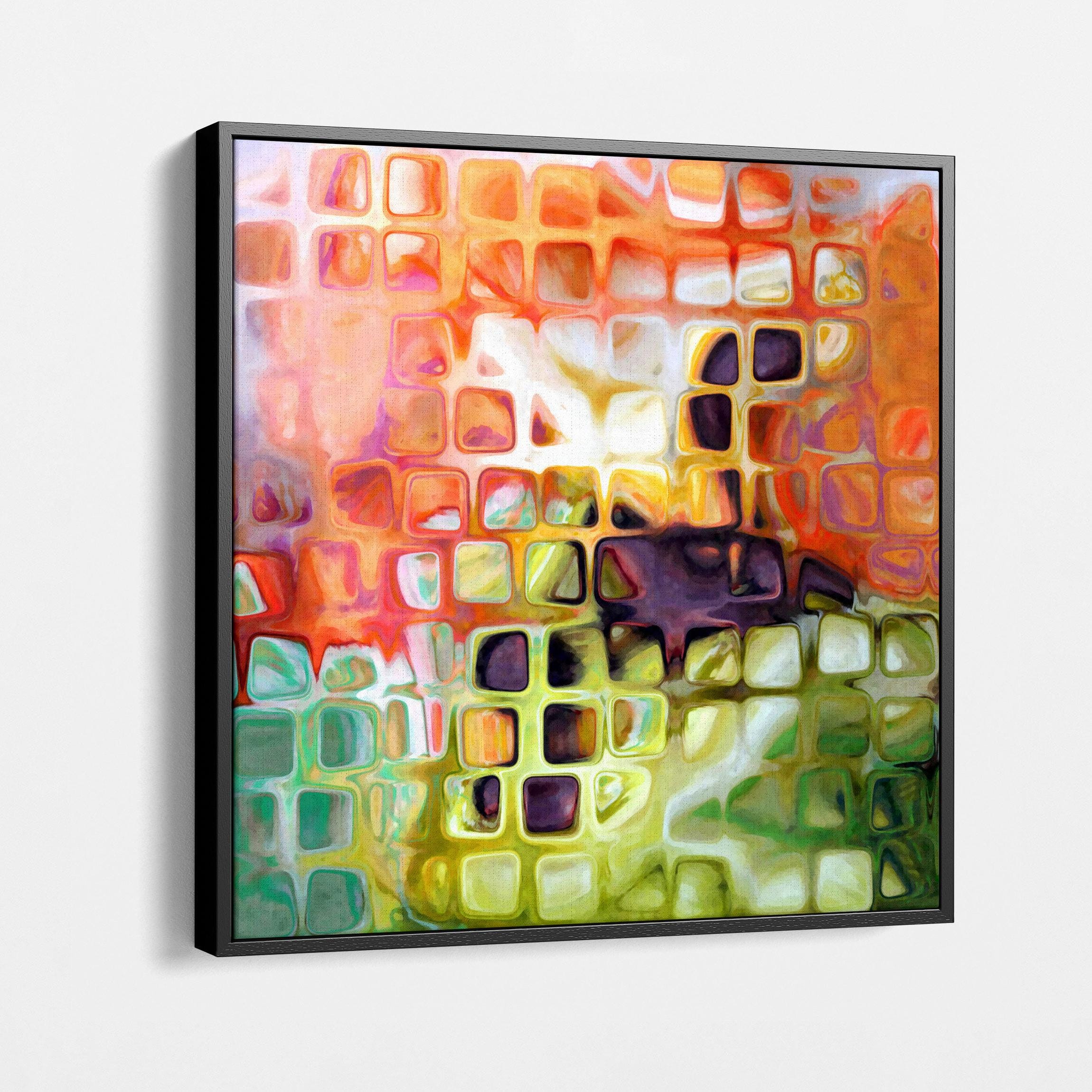 Modern Abstract Square Canvas Art, Colorful Geometric Wall Decor, Unique Home or Office Artwork, Bold Artistic Design, Large Canvas Print