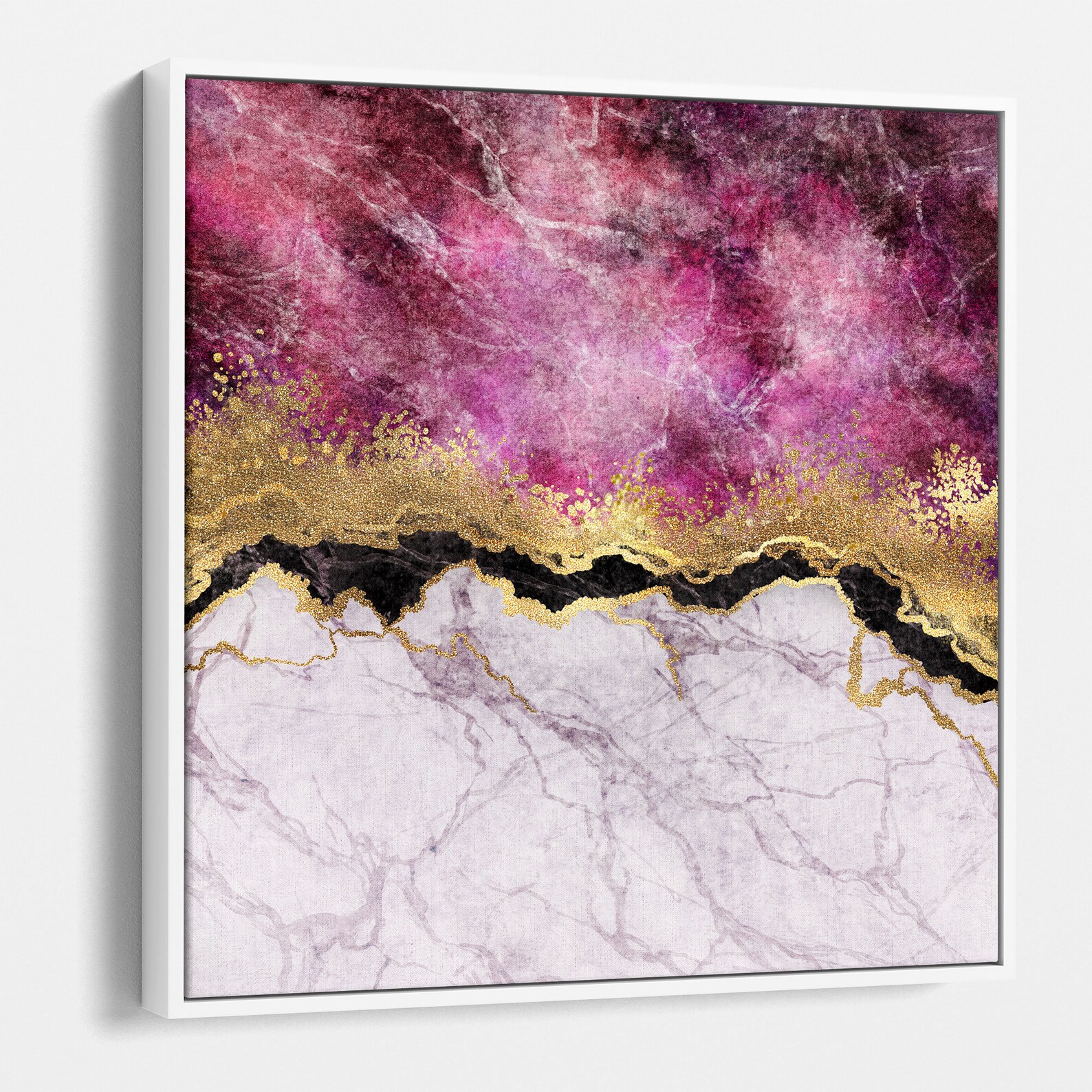 Luxury Abstract Pink and Gold Canvas Wall Art, Elegant Marble Texture ...