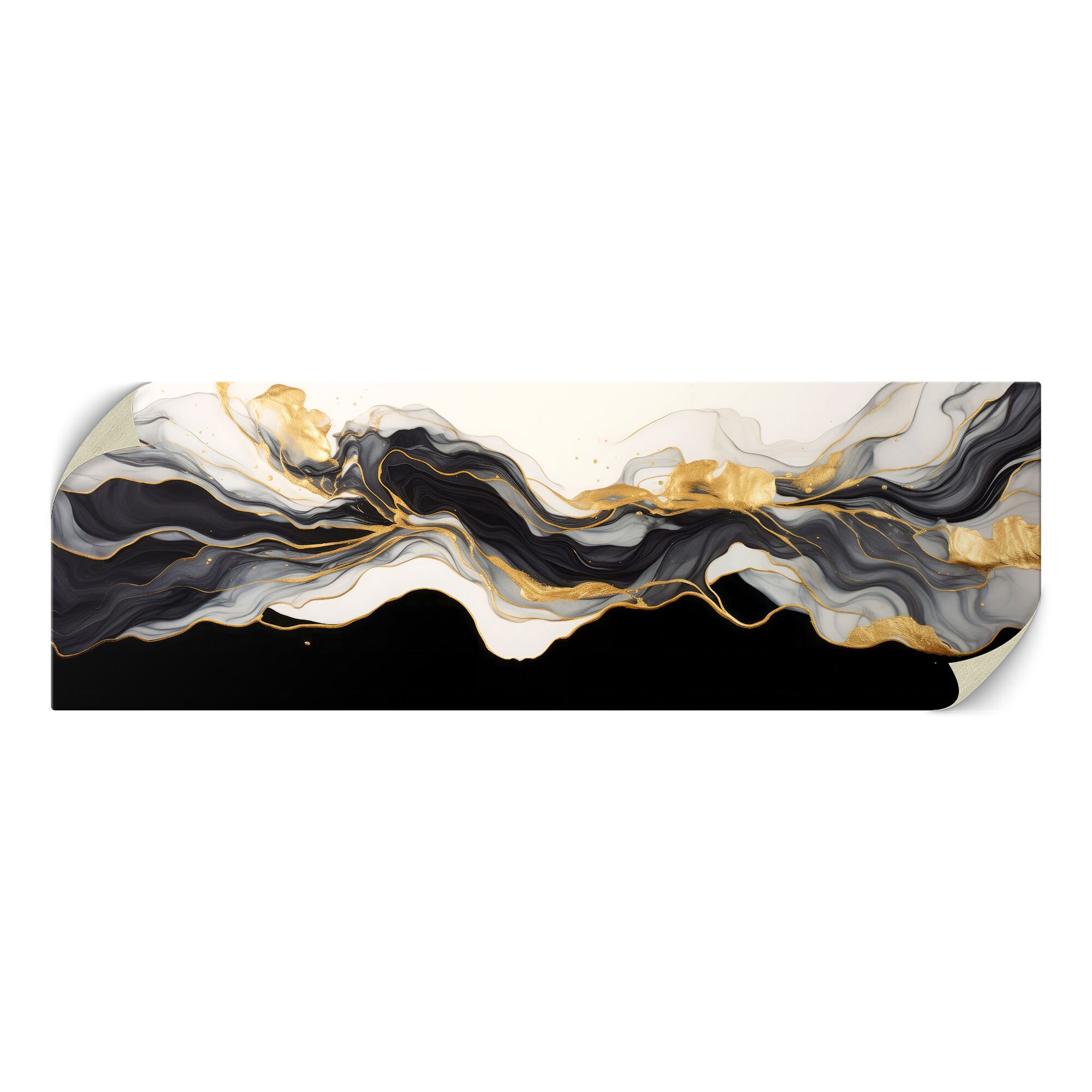 Elegant Black and Gold Abstract Canvas - Extra Large Wall Art, Modern ...