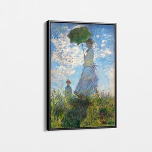 Claude Monet Art Print Woman with a Parasol Madame Monet and Her Son Canvas Wall Art, Impressionist Wall Art, Perfect Gift for Art Lover